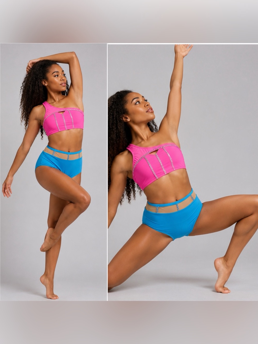 Custom convention, solo dance costume hot pink neon contemporary 2 piece - 10
